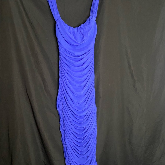 Blue sapphire long rouched dress - Picture 1 of 2